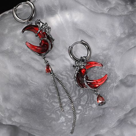 Vampire Earrings, Moon Accessories, Ankle Bracelets Diy, Gothic Bracelet, Goth Earrings, Crescent Earrings, Gothic Earrings, Crescent Moon Earrings, Body Jewelry Piercing