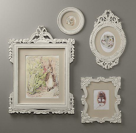 Beatrix Potter Nursery, Peter Rabbit Nursery, Ornate Frames, Restoration Hardware Baby, Rabbit Nursery, Vintage Nursery, Vintage Picture Frames, Nursery Inspiration