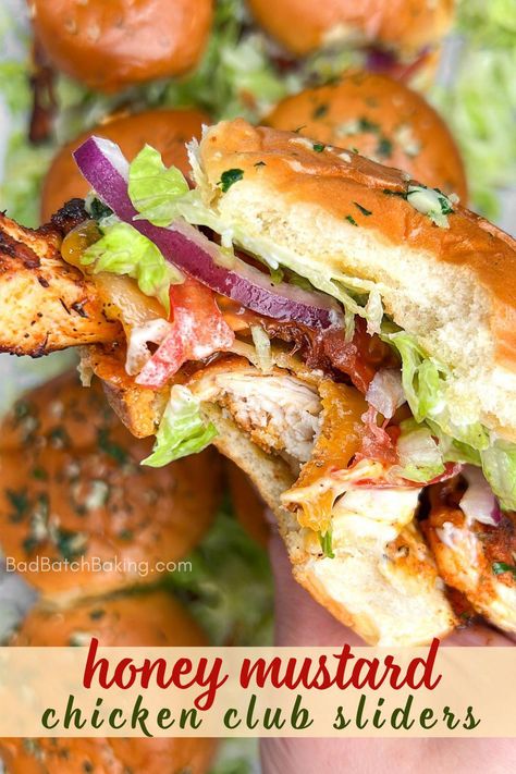 Honey Buffalo Meatball Sliders, Easy Meals For Summer Dinner, On The Go Foods, Big Batch Lunch Ideas, Slider Recipes Hawaiian Rolls Chicken, Honey Mustard Chicken Blt Sliders, Gourmet Blt Sandwich, Hot Lunch Ideas For Home, California Chicken Sandwich