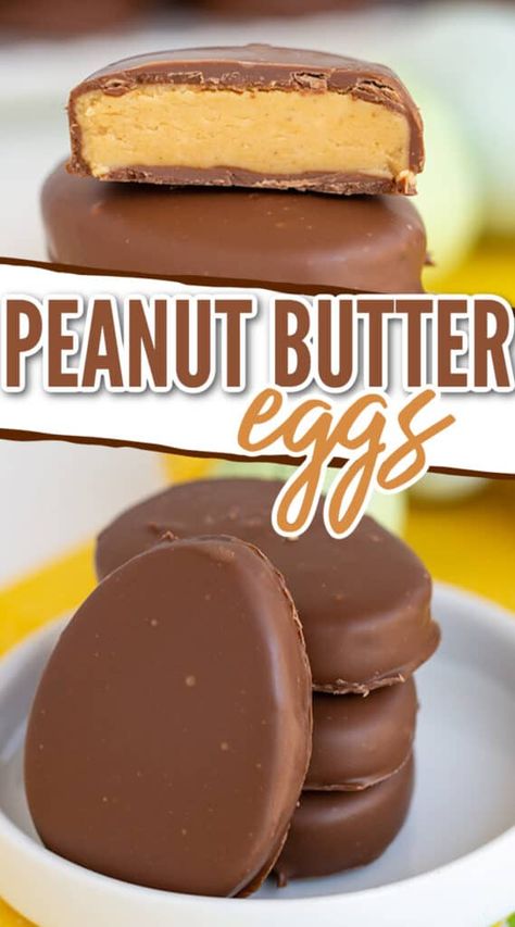 Homemade Peanut Butter Eggs, Chocolate Peanut Butter Eggs, Peanut Butter Eggs Recipe, Reese Peanut Butter Eggs, Peanut Butter Easter Eggs, Polish Easter, Peanut Butter Eggs, Candy Egg, Easter Desserts