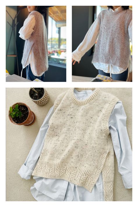 Maple Vest Knitting Pattern Open Side Vest Knit Pattern, Long Vest Knitting Pattern Free, Beginner Knit Vest Pattern Free, Pattern Knit Sweater, Yarn For Sweaters, Petite Knits Pattern, Diy Knitted Vest, Vests Knitting Patterns, Knitted Tabard Pattern Free