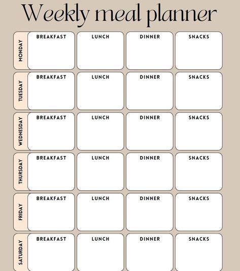 Transform your approach to meal planning with our comprehensive Weekly Meal Plan Template! Designed to simplify your meal prep process, this template is perfect for individuals and families looking to save time, eat healthier, and stay organized. Each day is broken up into sections for breakfast, lunch, dinner and snacks. Daycare Meal Plan, Meal Prep Sheet, Meal Planning Chart, Meal Prep Template, Daycare Meals, Meal Plan Printable, Meal Plan Template, Weekly Meal Plan Template, Meal Calendar