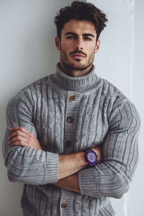 Tall Dark And Handsome Men, Tall Dark And Handsome, Dark And Handsome, Fashion Cowok, Handsome Male Models, Teenage Guys, Mens Turtleneck, Beard Hairstyle, Mens Casual Outfits Summer