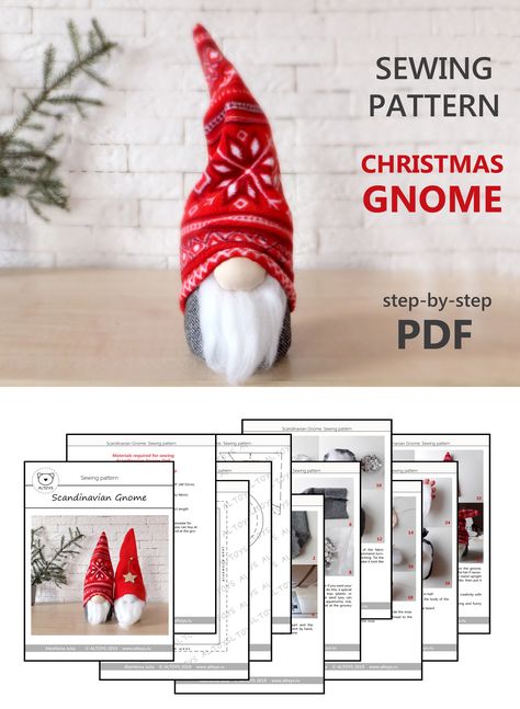 Gnome Sewing Pattern, Sewing Plush, Gnome Sewing, Gnome Decorations, Christmas Gift Diy, Tomte Gnome, Pattern For Sewing, Gnome Pattern, Handmade Stuffed Animals