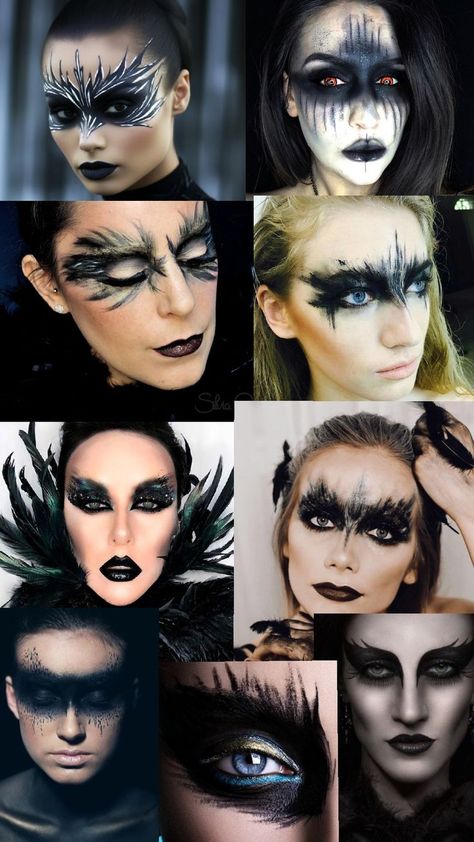 The Crow Makeup For Women, Crow Goddess, Dark Angel Makeup, Halloween Makeup Witch, Crow Costume, Goddess Makeup, Creepy Makeup, Cute Halloween Makeup, Halloween Beauty