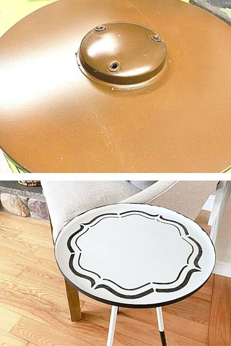 We love enamelware so we are crazy about this dollar store table on a budget. Best way to decorate your living room or bedroom with this creative DIY side table you can make from dollar tree items. Dollar Store Decorating, Halloween Dorm, Party Bathroom, Dollar Store Craft Ideas, Modern Valentines, Decor Hacks Diy, Thanksgiving Baby Shower, Mercury Glass Lamp, Window Boxes Diy