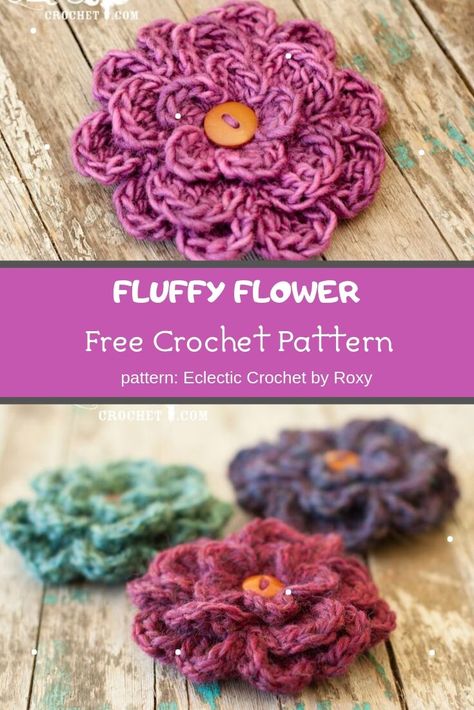 Fluffy Flower Crochet Pattern ❤️ Mycrochetpattern Crochet Flower Patterns Free, Crochet Large Flower, Crochet Flowers Tutorial, Small Crochet Flower, Diy Crochet Flowers Tutorial, Flower Crochet Pattern, Diy Crochet Flowers, Puff Flower, Crochet Puff Flower