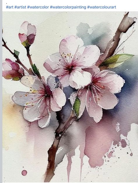 Easter Church Decorations, Cherry Blossom Watercolor, Watercolor Paintings Nature, Chinese Art Painting, Church Decorations, Print Design Art, Canvas Painting Designs, Watercolor Flower Art, 수채화 그림