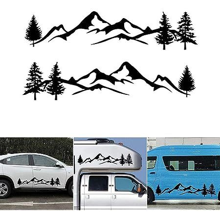 Amazon.com: sundan 2PCS Car Side Body Stickers Mountain Tree Forest Graphic Decals DIY Vinyl Sticker Decals for Car Truck SUV RV Camper Trailer, 77.95''x15.74''(Gloss Black) : Automotive Rv Decals, Mountain Trees, Mountain Decal, Tree Decals, Graphic Kit, Trailer Truck, Truck Stickers, Rv Trailer, Custom Sticker