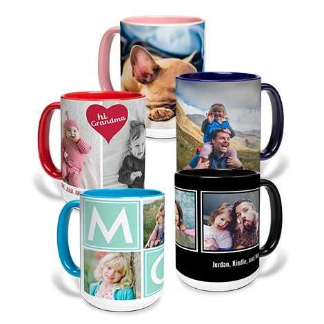 Compare Personalized Photo Mugs | Insulated Drinkware | Snapfish US Easy Personalized Gifts, Personalized Photo Mugs, Make Business Cards, Custom Playing Cards, Custom Photo Mugs, Grad Cards, Red Mug, Ceramic Color, Print Collage