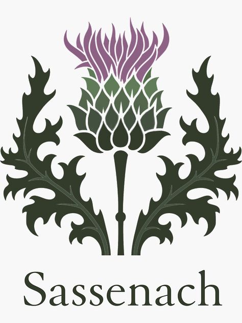 "Sassenach Scottish Thistle Flower of Scotland" Sticker by podartist | Redbubble Scottish Thistle Art, Scottish Thistle Tattoo, Scottish Tattoo, Scottish Tattoos, Scottish Symbols, Scotland National Flower, Thistle Tattoo, Scottish Flowers, Thistles Art