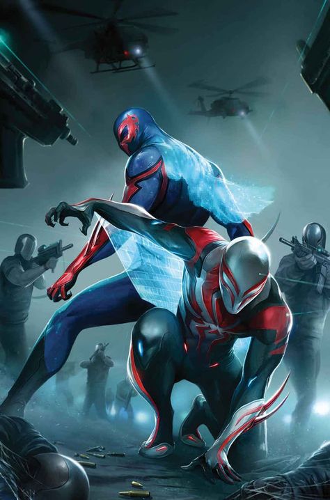 #Spiderman #2099 #Fan #Art. (Spider-Man 2099 #24 Cover) By: Francesco Mattina. ÅWESOMENESS!!!™ ÅÅÅ+ Spiderman 2099, All Spiderman, Spider Man 2099, Ultimate Spider Man, Spiderman Artwork, Marvel Spiderman Art, Superhero Comics, Manama, Marvel Wallpaper