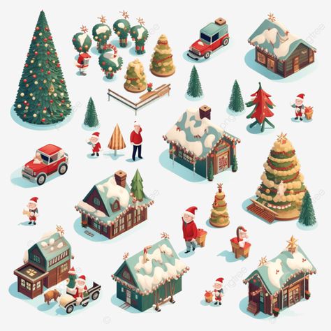 christmas isometric set flat cartoon design vector illustration santa gift christmas santa christm Iceland Village, Christmas Isometric, Gingerbread City, Santas Village, Christmas Pattern Design, Christmas Graphic Design, Illustration Christmas, Holiday Graphics, Gift Png