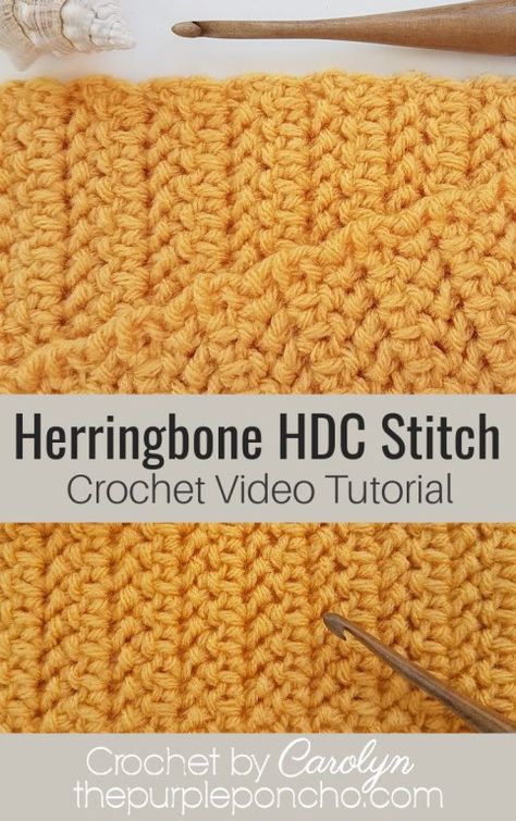 Herringbone Stitch Tutorial, Hdc Crochet, Crochet Stitches For Blankets, Herringbone Stitch, Crochet Videos Tutorials, Crochet Instructions, Shawl Crochet Pattern, Crochet Stitches Tutorial, Crochet Stitches Patterns