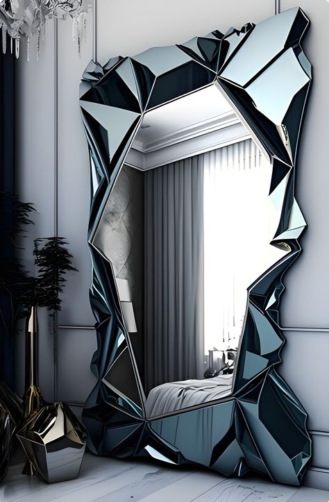 Transform your space with the reflective beauty of this avant-garde mirror piece 🌟 #ArtisticHome #DesignInspo Mirror Decor Living Room, Weird Furniture, Fantasy Furniture, Elegant Living Room Decor, Luxury Dining Chair, Hall Furniture, Mirror Design Wall, Home Building Design, Decor Home Living Room