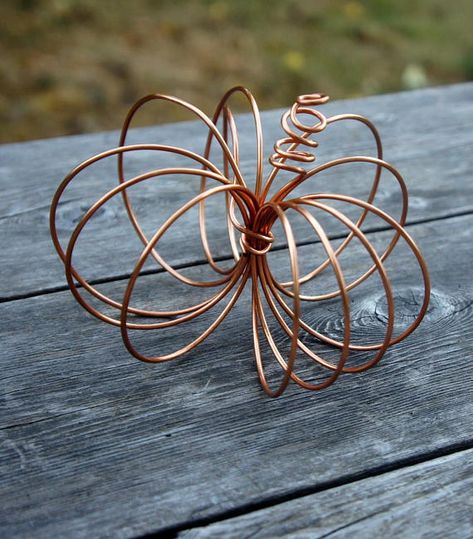 Fall Copper Pumpkin Industrial Chic Wire Decor Thanksgiving Wedding Decor Pumpkins, Wire Pumpkin, Autumn Wedding Decor, Wire Decor, Copper Pumpkins, Copper Wire Art, Rustic Modern Wedding, Metal Pumpkins, Copper Table