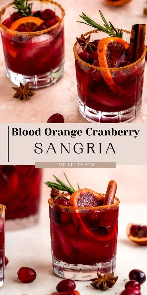 Spiced Sangria, Cranberry Sangria, Homemade Sangria, Blood Orange Cocktail, Sangria Ingredients, Orange Cranberry, Fancy Drinks, Fall Flavors, Festive Drinks