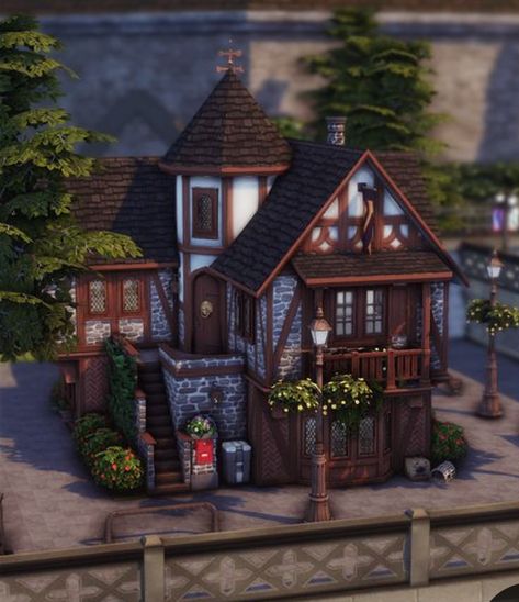 Sims 4 Witch House, Blocksburg House, Sims 4 Cottage, Witchy Cottage, Witchy House, Scenery Ideas, Witches House, The Sims 4 Lots, German Houses