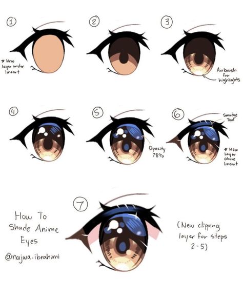 56 Best Eyes Drawing to Learn How to Draw Eyes - atinydreamer Chibi Eyes, Eye Drawing Tutorials, How To Shade, Anime Eye Drawing, Digital Painting Tutorials, Poses References, Anime Drawings Tutorials, Anime Eyes, Art Tutorials Drawing