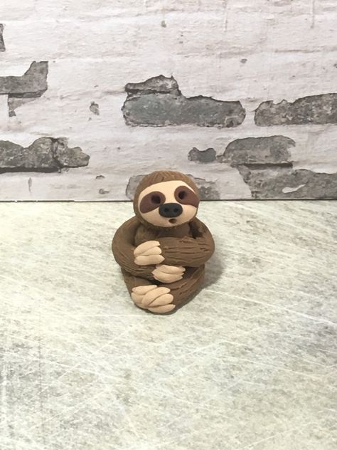 Ground Sloth, Clay Models, Christmas Sloth, Sloth Lovers, Crochet Dragon, Clay Baby, Baby Sloth, Clay Figurine, Clay Animals