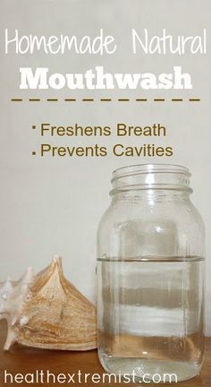 This homemade natural mouthwash is very easy to make and inexpensive. It contains all natural ingredients that help freshen your breath and prevent cavities Homemade Mouthwash, Mouth Wash, Natural Mouthwash, How To Prevent Cavities, Baking Soda Shampoo, Oil Pulling, Natural Diy, Diy Health, Peppermint Essential Oil