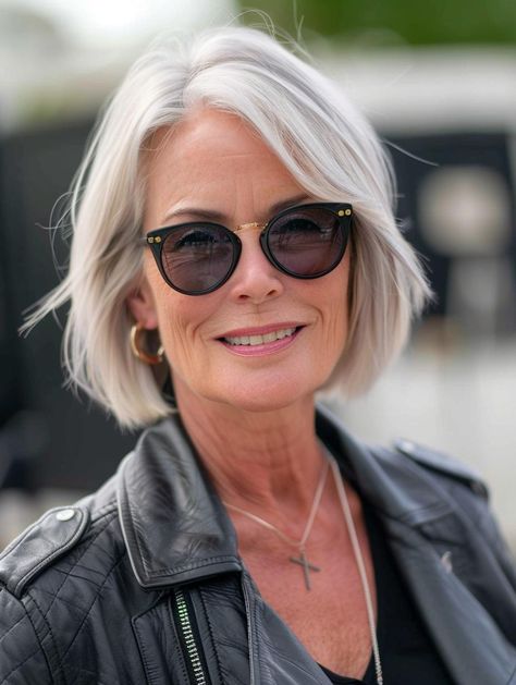 Bob Style Haircuts For Older Women, Silver Haircut, Haircuts For White Hair Older Women, Gray Hair Bobs, Grey Textured Bob Hairstyles, Bobs For Older Women Over 50 Grey Hair, Bob Over 50, French Bob Haircut Grey Hair, Fine Grey Hair Styles Over 50