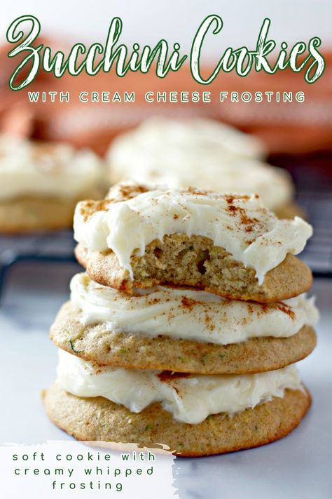 Zucchini Dressing, Zucchini Cookie Recipes, Zucchini Desserts, Cookies With Cream Cheese Frosting, Zucchini Cookies, Zucchini Recipes Dessert, Lemon Zucchini Bread, Baked Coconut, Coconut Recipe