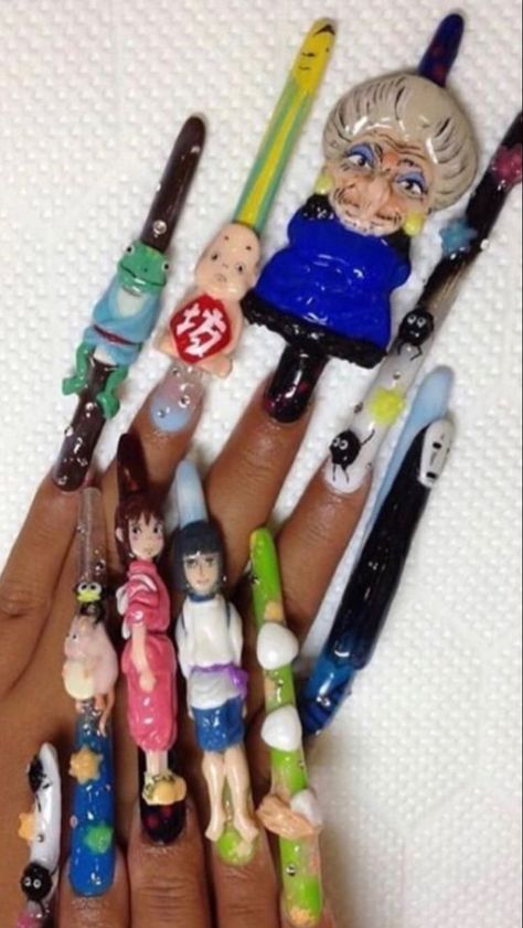 Weird Core Nails, Ugly Nail Designs, Ugly Nails Weird, Cursed Nails, Weird Nails, Interesting Nails, Ugly Nails, Funny Nails, Nail School