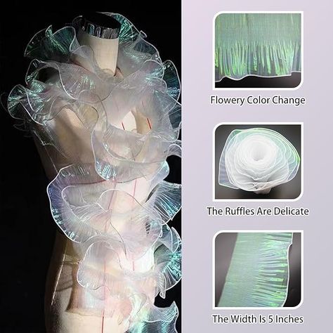 Amazon.com: 5 Yards Iridescent Ruffle Ribbon Pleated Chiffon Trim Dress Wedding Decoration Craft Sewing(Magic Rose Violet) Magic Rose, Jellyfish Craft, Dress Decoration, Iridescent White, Pleated Chiffon, Craft Sewing, Trim Dress, Dress Wedding, Sewing Stores