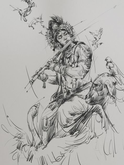 Happy Krishna Jayanthi, God Of Protection, Krishna Jayanthi, Supreme Being, Happy Krishna Janmashtami, Happy Krishna, Pen Art Work, Human Figure Sketches, God Artwork