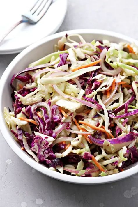 Dairy Free Coleslaw, Dairy Free Summer Recipes, American Coleslaw, Coleslaw No Mayo, Mayo Alternative, Red Cabbage Slaw Recipes, Cabbage Slaw Recipes, Summer Supper, Red Cabbage Slaw