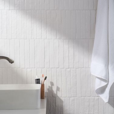 Backsplash Tiles | Kitchen, Bathroom & more | TileBar.com Zellige Backsplash Bathroom, White Zellige Tile Bathroom, White Zellige Tile Backsplash, White Shower Tile, White Subway Tile Bathroom, Glossy Ceramic Tile, Japanese Tile, Subway Tile Showers, Subway Tiles Bathroom