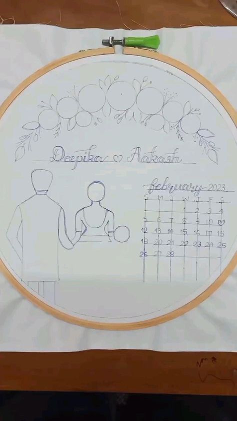 Wedding Embroidery Hoop, Embroidery Hoop Art Diy, Basic Hand Embroidery Stitches, Hand Embroidery Patterns Free, Embroidery Hoop Crafts, Simple Hand Embroidery Patterns, Bridal Gift Wrapping Ideas, Embroidery Hoop Wall Art, Wedding Embroidery