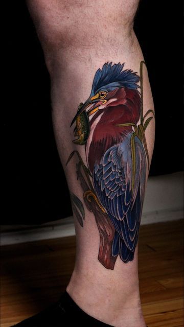 Green Heron Tattoo, Blue Heron Tattoo, Heron Tattoo, Green Heron, Neo Traditional, Tattoo Sleeve, Blue Heron, Color Tattoo, Sleeve Tattoos