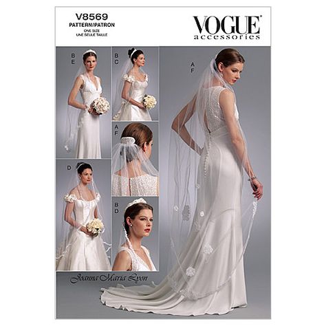 Headpieces, Tiara and Bridal Veils Vogue Sewing Pattern No. 8569. One Size. Vogue Wedding Dress, Bridal Dress Patterns, Wedding Gown Patterns, Bridal Sewing Patterns, Wedding Dress Sewing Patterns, Wedding Dress Patterns, Vogue Wedding, Gown Pattern, Bridal Veils