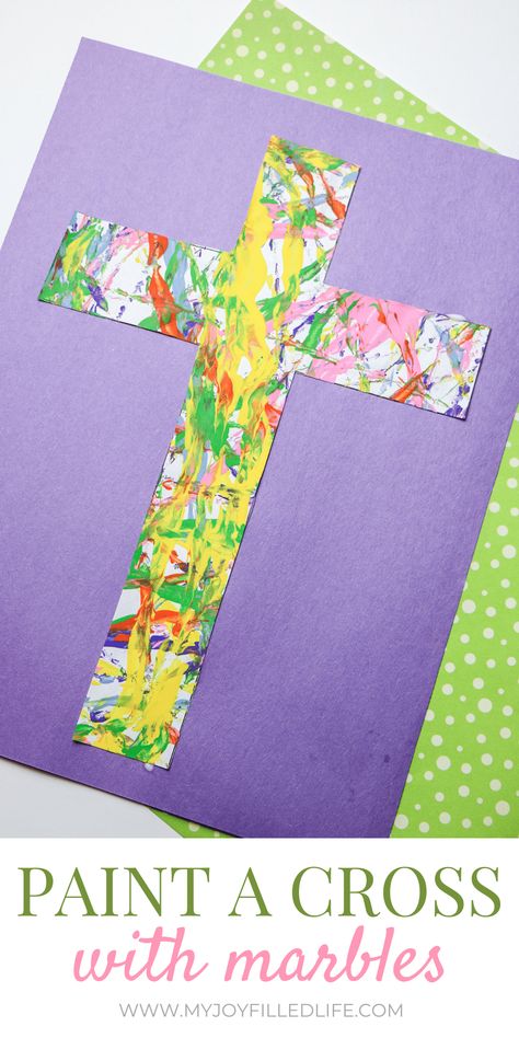 Easter Cross Crafts, Marble Painting For Kids, Cross Crafts For Kids, Cross Template, Easter Religious Crafts, Cross Painting, Easter Sunday School, Easter Crafts Preschool, Easter Crafts For Toddlers