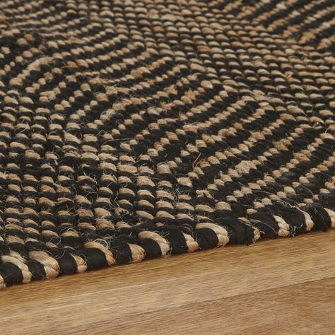 Hand-crafted black recycled cotton and jute rug 80x200cm BARCELONE | Maisons du Monde Guest Studio, Hall And Stairs, Jute Carpet, Brown Carpet, Jute Rug, Cotton Rug, Mat Rugs, Decoration Table, Wool Area Rugs