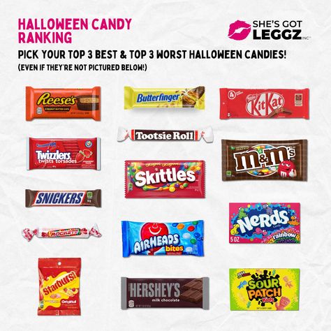 Halloween is coming! 🎃🍬 Time to rank your top 3 best and worst Halloween candies! Even if they’re not pictured, let us know your picks! 👻 And don’t miss out on our spooktacular Halloween B3G1 Leggings Promo—treat yourself before it’s gone! 🛍️👀 more info at shop.shesgotleggz.ca #Halloween #Horror #Spooky #HalloweenCandy #Candy Halloween Candies, Halloween Is Coming, Tootsie Roll, Spooktacular Halloween, Halloween Horror, Halloween Candy, Nice Tops, Chocolate Milk, Candy