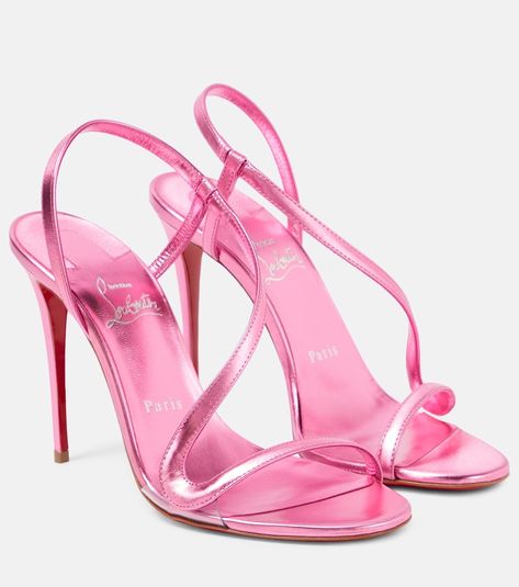 Rosalie 100 Leather Sandals in Pink - Christian Louboutin | Mytheresa Louboutin Online, Christian Louboutin Sandals, Next Shoes, Dr Shoes, Heeled Mules Sandals, Louboutin Heels, Metallic Sandals, Pink Heels, Carrie Bradshaw