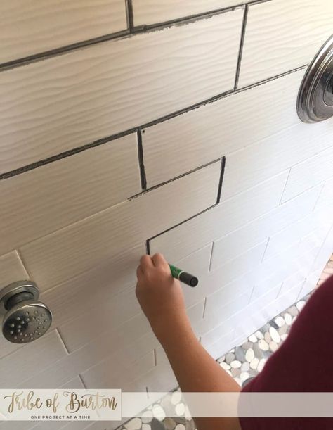 Grout Stain Before And After, Painting Grout Lines Bathroom, Grout Paint Before And After, Paint Grout Lines Bathroom, Painting Tile Grout Lines, Painting Grout Lines Fireplace, Painting Grout Lines Kitchens, How To Paint Grout Lines, Paint Grout Lines