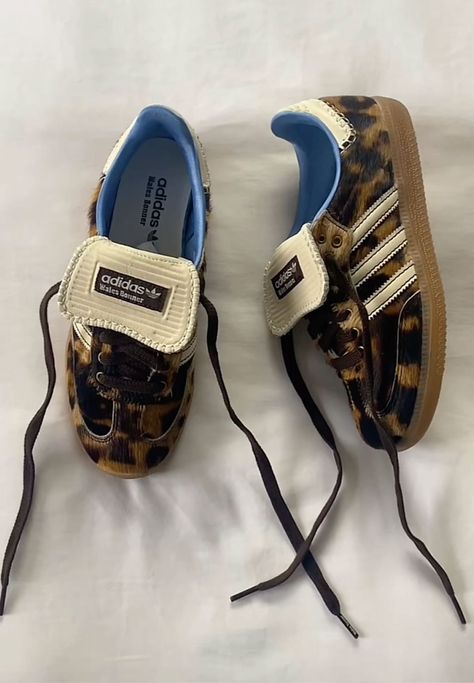 Wales Bonner leopard print samba🐆🌟 Adidas Wales Bonner Leopard, Cheetah Print Sambas, Cheetah Sambas, Samba Fashion, Leopard Print Adidas, American Traditional Sleeve, Amusement Park Outfit, Samba Adidas, Fancy Footwear