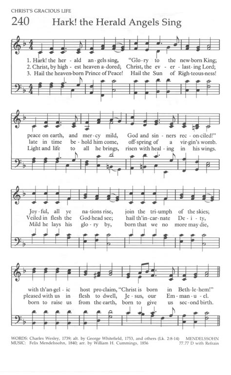 The United Methodist Hymnal 240. Hark! the herald angels sing | Hymnary.org Christmas Carols Songs, Gospel Song Lyrics, Hark The Herald Angels Sing, Christmas Songs Lyrics, Old Time Religion, Hymn Music, Song Notes, Hymns Lyrics, Christian Song Lyrics