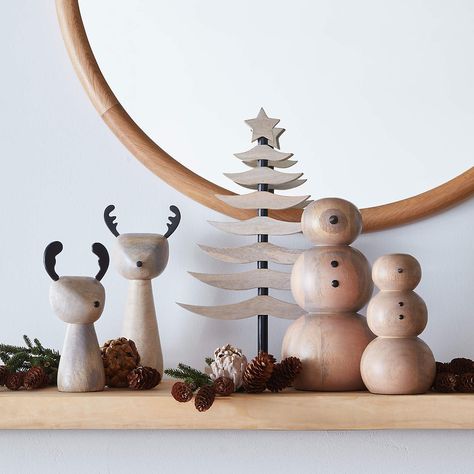 Reindeer Sculpture, Reindeer Decoration, Small Snowman, Whitewashed Wood, Wood Snowman, Christmas Tree Collection, Wooden Reindeer, Wooden Snowman, Wood Branch