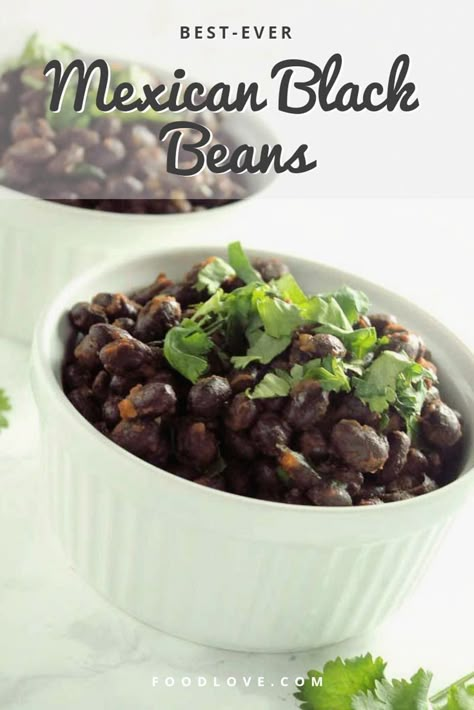 These really are the best ever Mexican black beans. Served as a side, on tacos or salads, or in burritos or enchiladas, they're delicious, quick, and easy! #beans #blackbeans #easyrecipes #quickandeasy #healthyrecipes #mexicanfood #homemade #foodlove Vegetarian Bean Recipes, Mexican Black Beans, Slow Cooker Black Beans, Black Bean Recipes, Black Bean Tacos, Taco Fillings, Bean Tacos, Calorie Recipes, Vegetarian Dinners