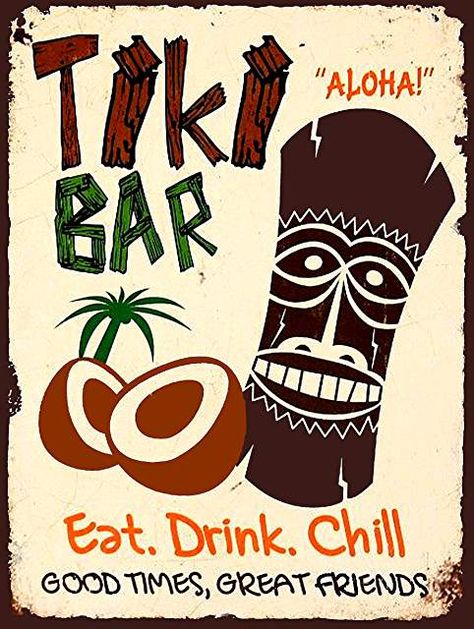 Amazon.co.uk: Tiki bar Diy Garden Bar, Tiki Signs, Tiki Bar Signs, Tiki Bars, Tiki Bar Decor, Tiki Lounge, Tiki Art, Retro Tin Signs, Vintage Tiki