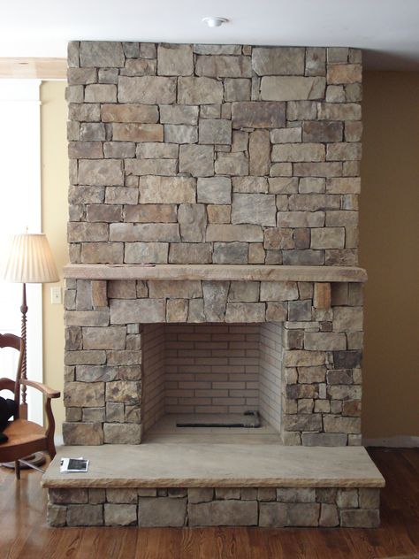 natural stone fireplaces | Stone Fireplaces Fireplace Hearth Stone, Stone Mantle, Stone Fireplace Designs, Hearth Stone, Stacked Stone Fireplaces, Cabin Fireplace, Natural Stone Fireplaces, Rock Fireplaces, Farmhouse Fireplace