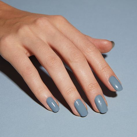 Our Mystic Slate shade: Would you wear it now or wait for winter? Slate Nails, Shellac Nail Colors, Blue Nail Color, Regular Nail Polish, Light Blue Nails, Summer Gel Nails, Cnd Vinylux, Autumn Nail, The Beauty Department