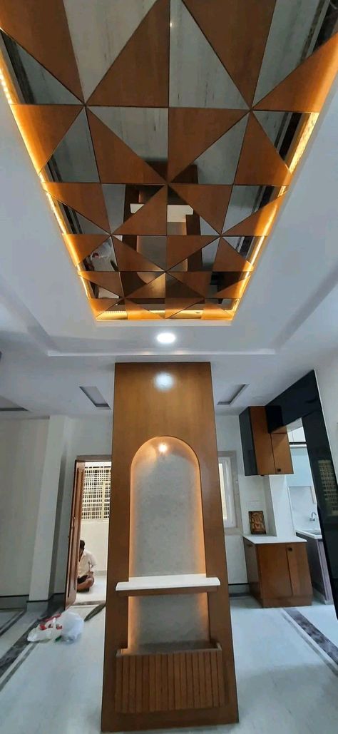 #interiordecorating #walldecor #deco #homedecorlovers #luxuryhomes #furnituredesign #instagood #love #d #homedeco Mirror False Ceiling, Mirror False Ceiling Design, Above Tv Wall Decor, Wall Decora, Wooden Ceiling Design, Tv Wall Decor Ideas, Classroom Wall Decor, Wall Decoration Ideas, Office Interior Design Modern