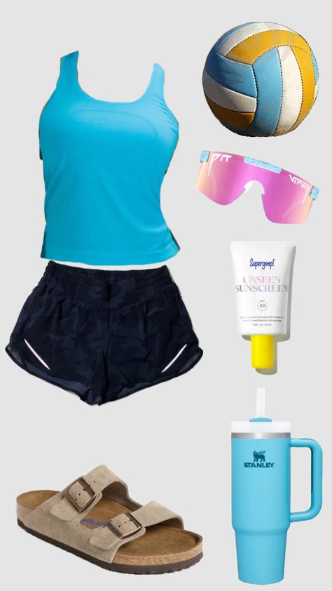 Beach Volleyball Outfits Summer, Beach Volleyball Aesthetic Outfits, Sand Volleyball Outfit, Swimming Pool Outfit, Beach Volleyball Outfit, Volleyball Stuff, Volleyball Uniforms, Pool Outfits, Volleyball Practice