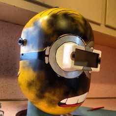 Minion Welding Helmet Welding Hood Designs, Welding Helmet Art, Custom Welding Hoods, Custom Welding Helmets, Welding Helmet Designs, Welding Hood, Welding Table Diy, Welding Hoods, Welding Mask